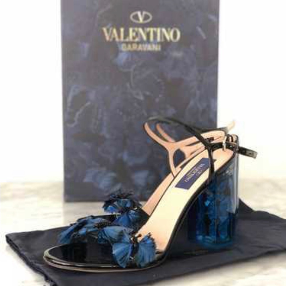 Valentino Blue Butterfly Lucite-heel Sandals